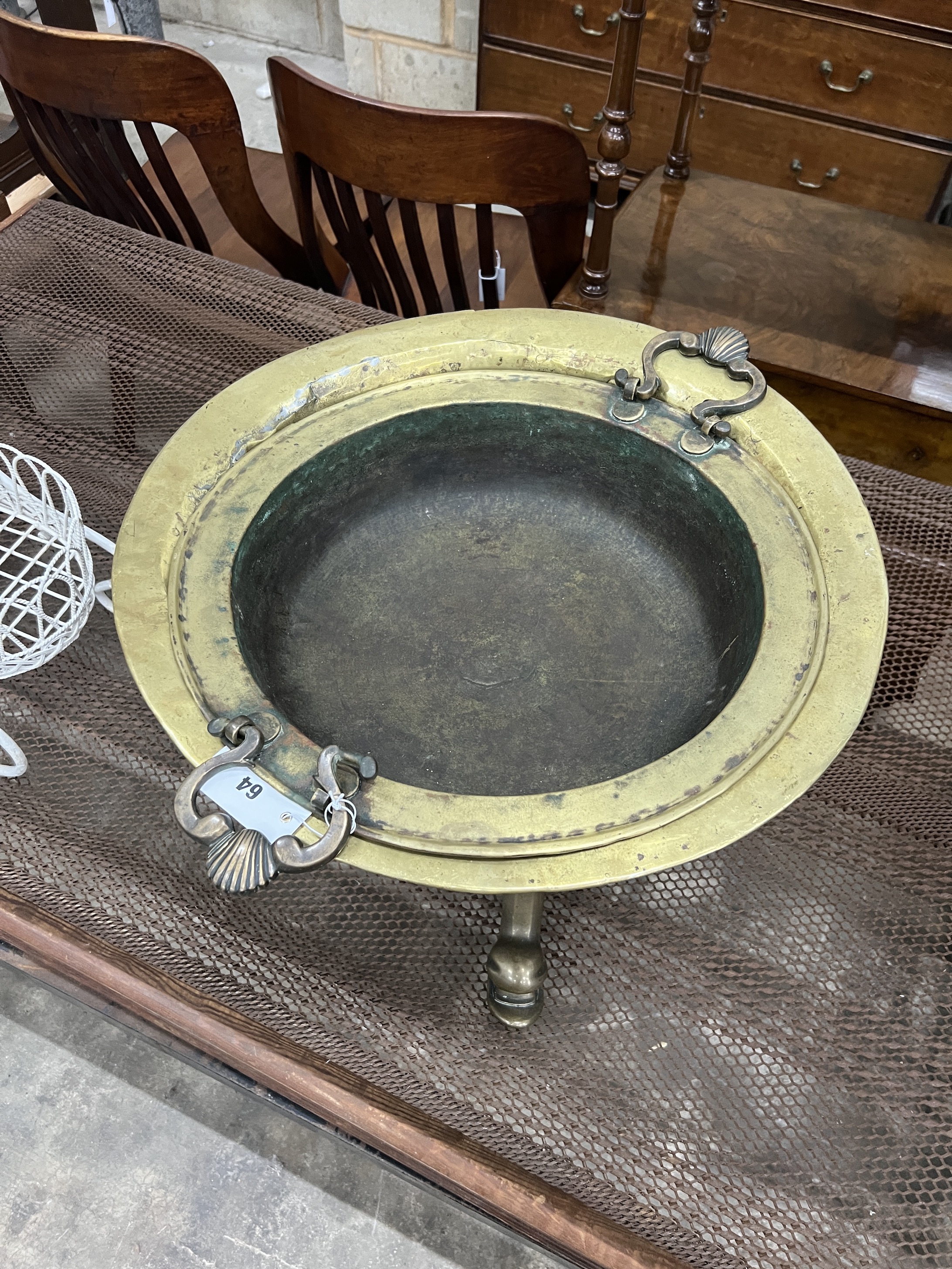 An Eastern circular brass incense burner, diameter 52cm, height 36cm